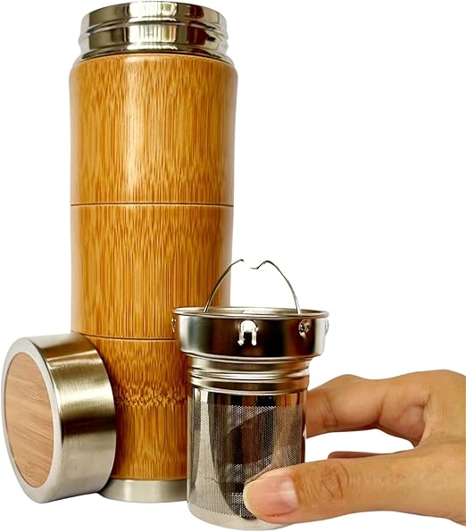 Bamboo Tea Tumbler with Infuser & Strainer 16oz/460ml