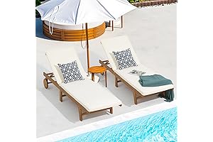 Patiorama Patio Acacia Wood Chaise Lounge Outfit, Elevate Your Outdoor Leisure