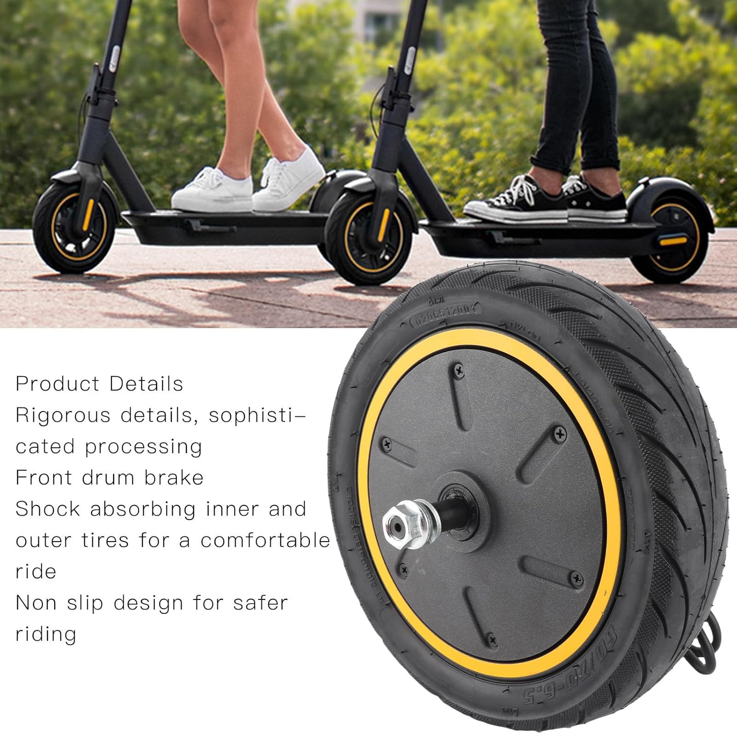 Electric Scooter Hub Motor with Inflatable Tire, 10 inch 350W Rear Wheel Brushless Hub Motor Kit, Waterproof Scooter Wheel Conversion Kit for MAX G30 Electric