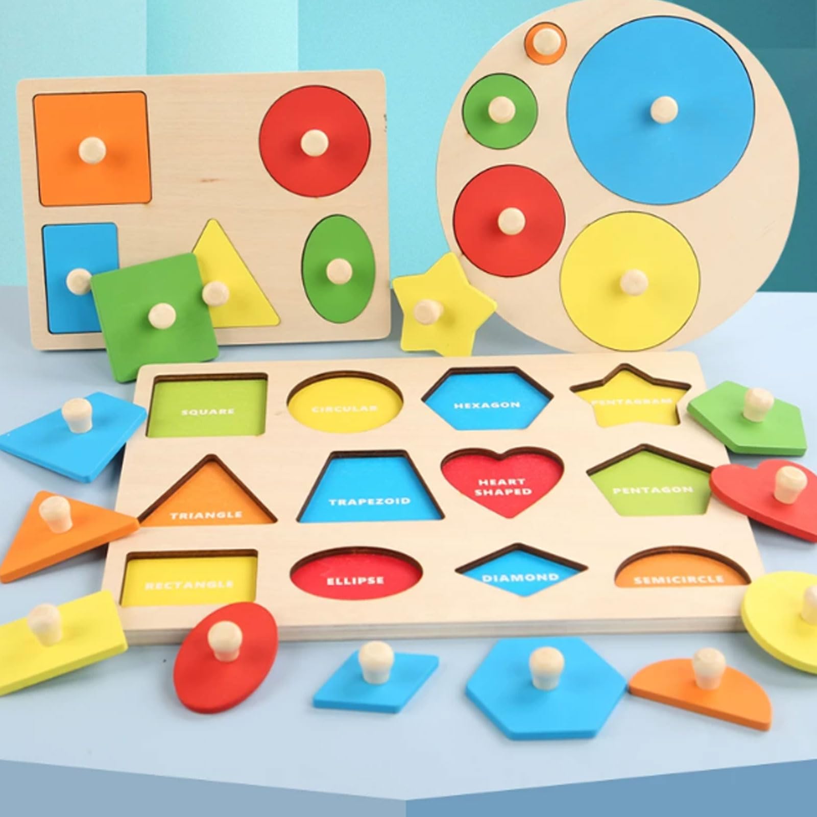 Puzzle en Bois Montessori avec Formes à encastrer