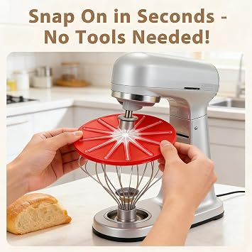 1Pcs Cleaning Wiper Kitchen-Aids,Red Mixing Head Anti-Splatter Baffle Wiper Attachment,Anti-Splatter Silicone Baffle for 4.5qt and 5qt Tilt-Head Mixers, Effortless Cleanup for Home Bakers