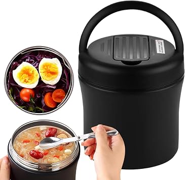 Insulated Food Jar | 1.2L Insulated Thermal Bento Box Thermal Cooking Pot - Stainless Steel Leak Proof Design Soup Salad Container - Outdoor Fishing, Office, School, Picnic, Travel, Camping, Snacking