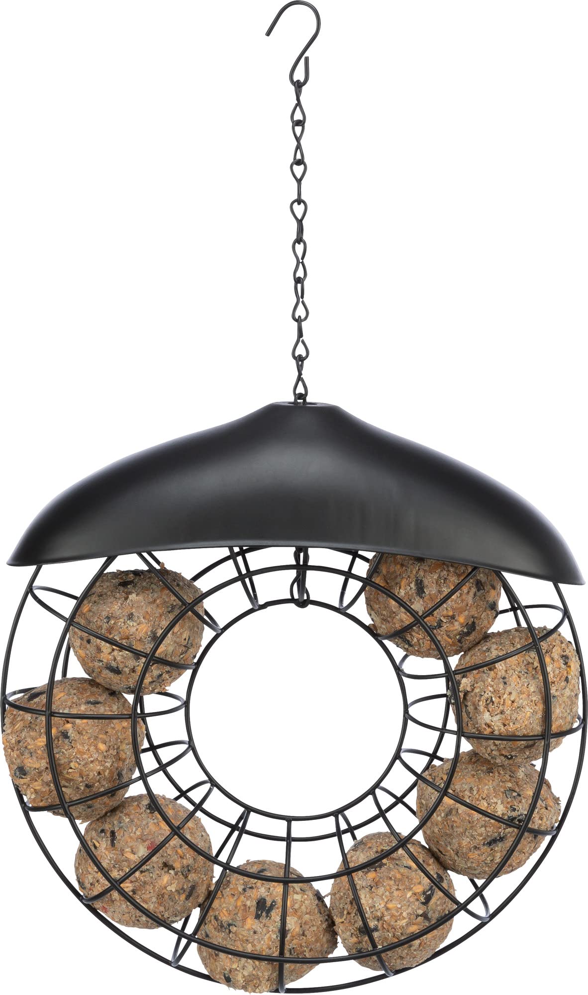 TRIXIE Fat ball feeder/roof, round, 8 fat balls, metal, ø 24 × 8 cm, black - 55427