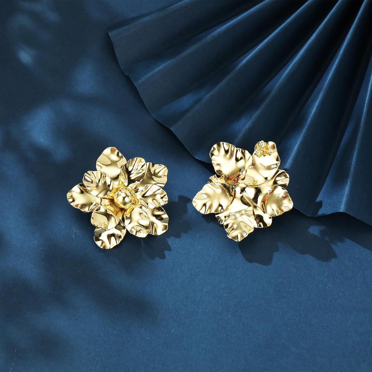 14K Gold Floral Stud Earrings for Women Hypoallergenic Stud Earring Jewelry - Image 4