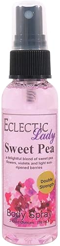 Spray corporal Sweet Pea (doble fuerza), 2 onzas, niebla corporal para mujeres con fragancia limpia, ligera y suave, perfume de larga duración con