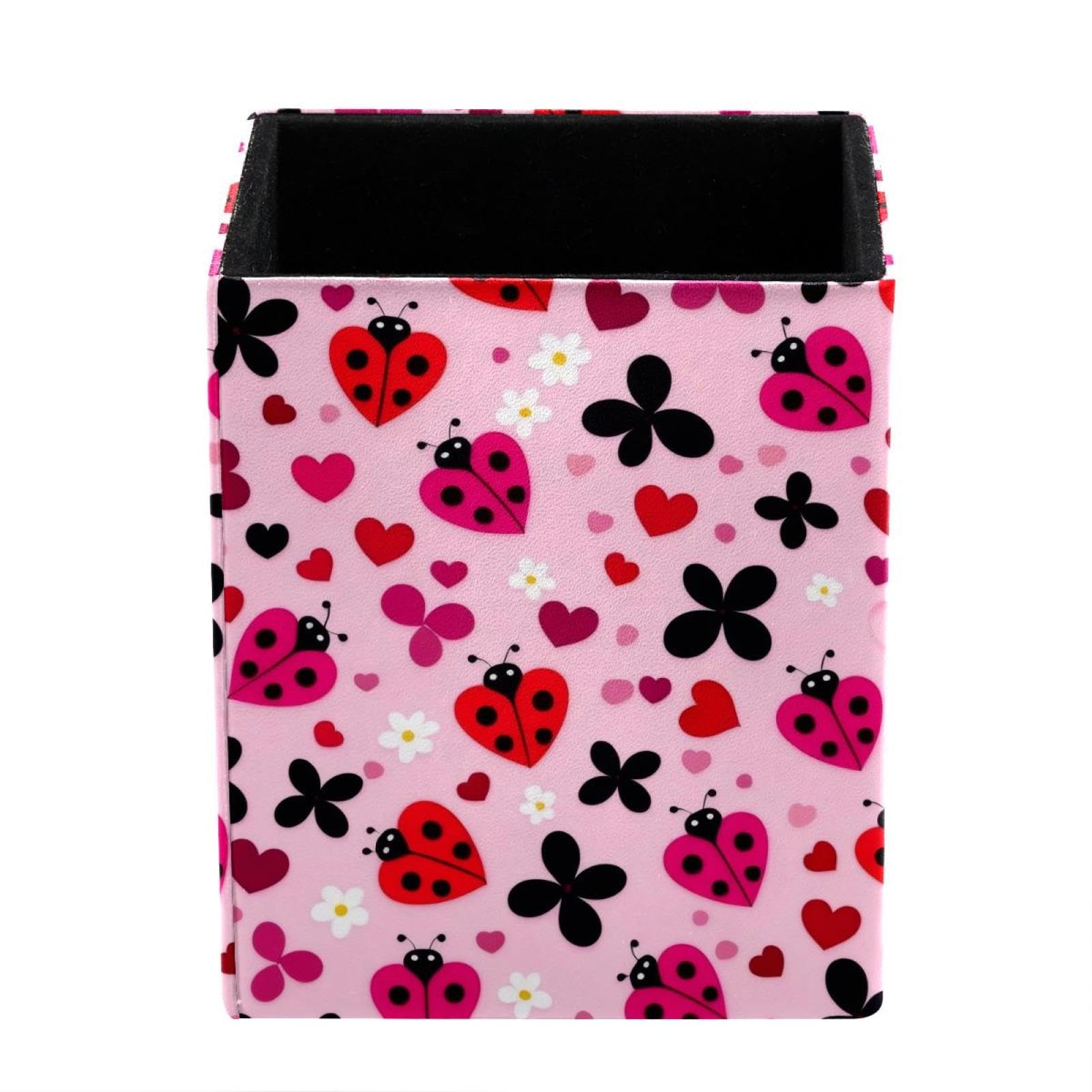 FWJZDSP Pen Holder for Desk, Pink Ladybugs Florals Pencil Holder, Pen Cup Functional Desk Organizer for Office Supplies