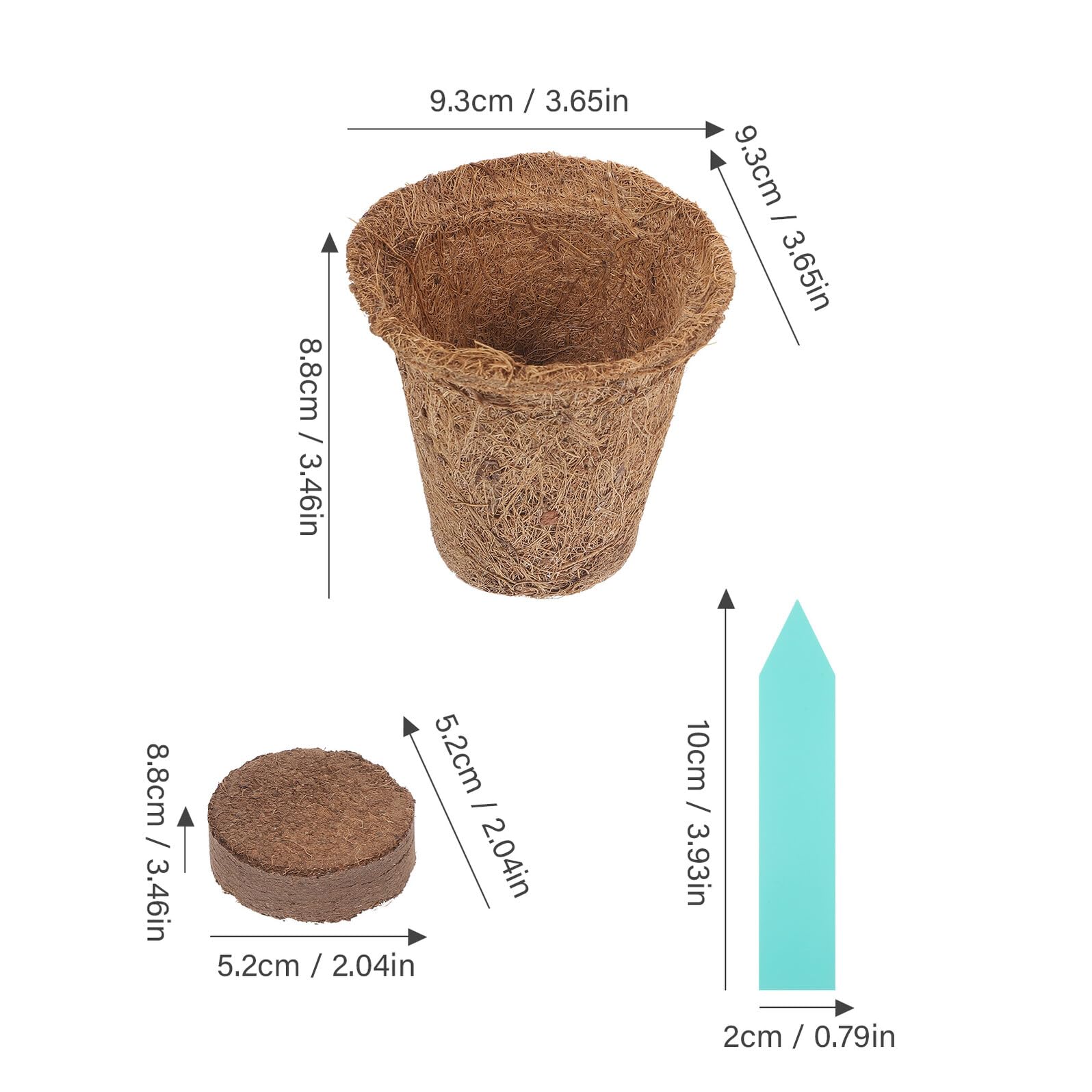 10 Pots de Démarrage, 10 Paquet de Terreau, 15 Étiquettes pour Plantes Jardinière Écologique pour Semis et Plantation en Intérieur et Extérieur