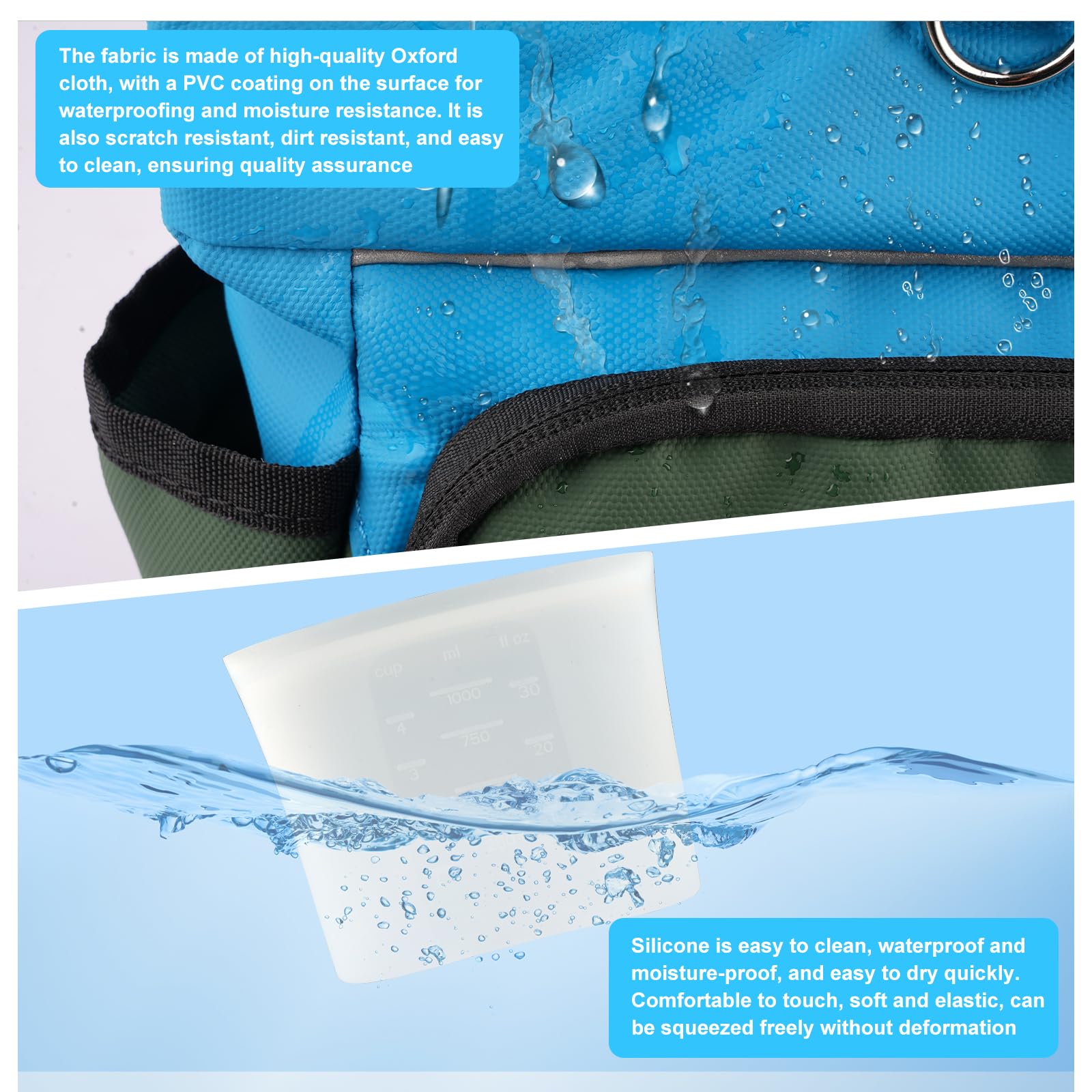 LIOPARD Dog Treat Pouch, Training Bag for Pet Walking, Pet Treat Bag with Silicone Liner, Magnetic Closure with Clicker and Belt Clip, 4-Cup Dog Treats Pouch for Outdoor Training (blue) - image 3