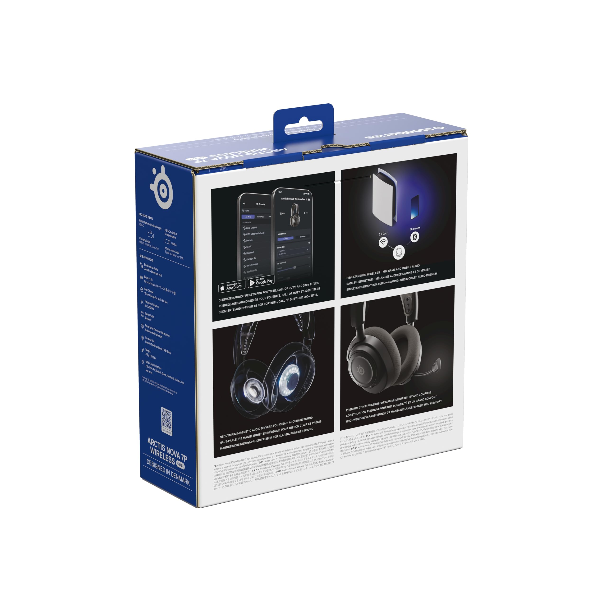 SteelSeries Arctis Nova 7P Wireless Gen 2 -Playstation cuffie da gioco -Controllo app in tempo reale - Oltre 50 h -Driver magnetici al neodimio - Mixabile 2,4 GHz/Bluetooth - PS5,PC,Switch 1/2, Mobile