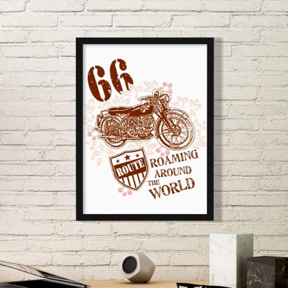 Cadre photo en bois noir avec illustration de moto d'art