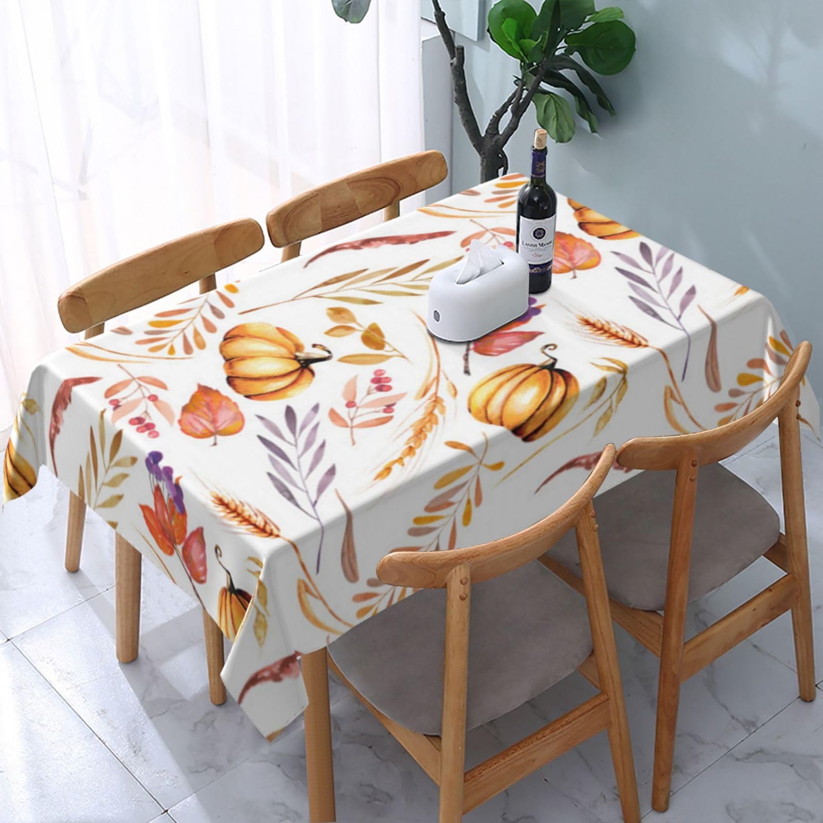 Nappe rectangulaire citrouilles BONDIJ 137x183 cm lavable pour cuisine