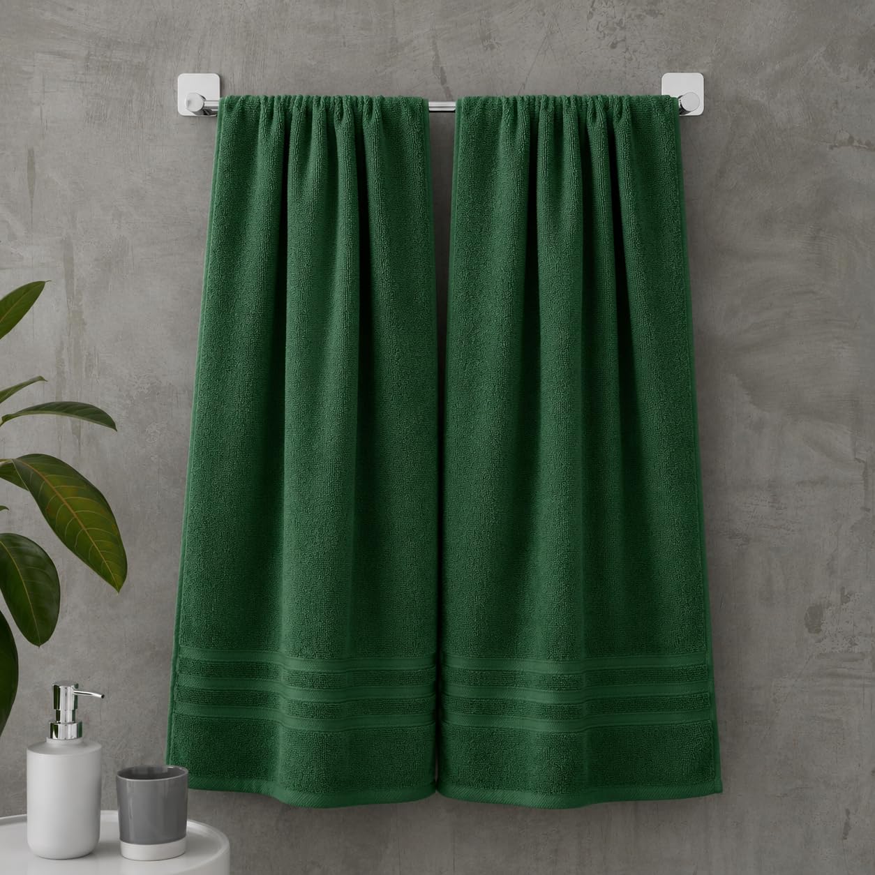 Catherine Lansfield Zero Twist Cotton 90x140cm Bath Sheet Pair Dark Green