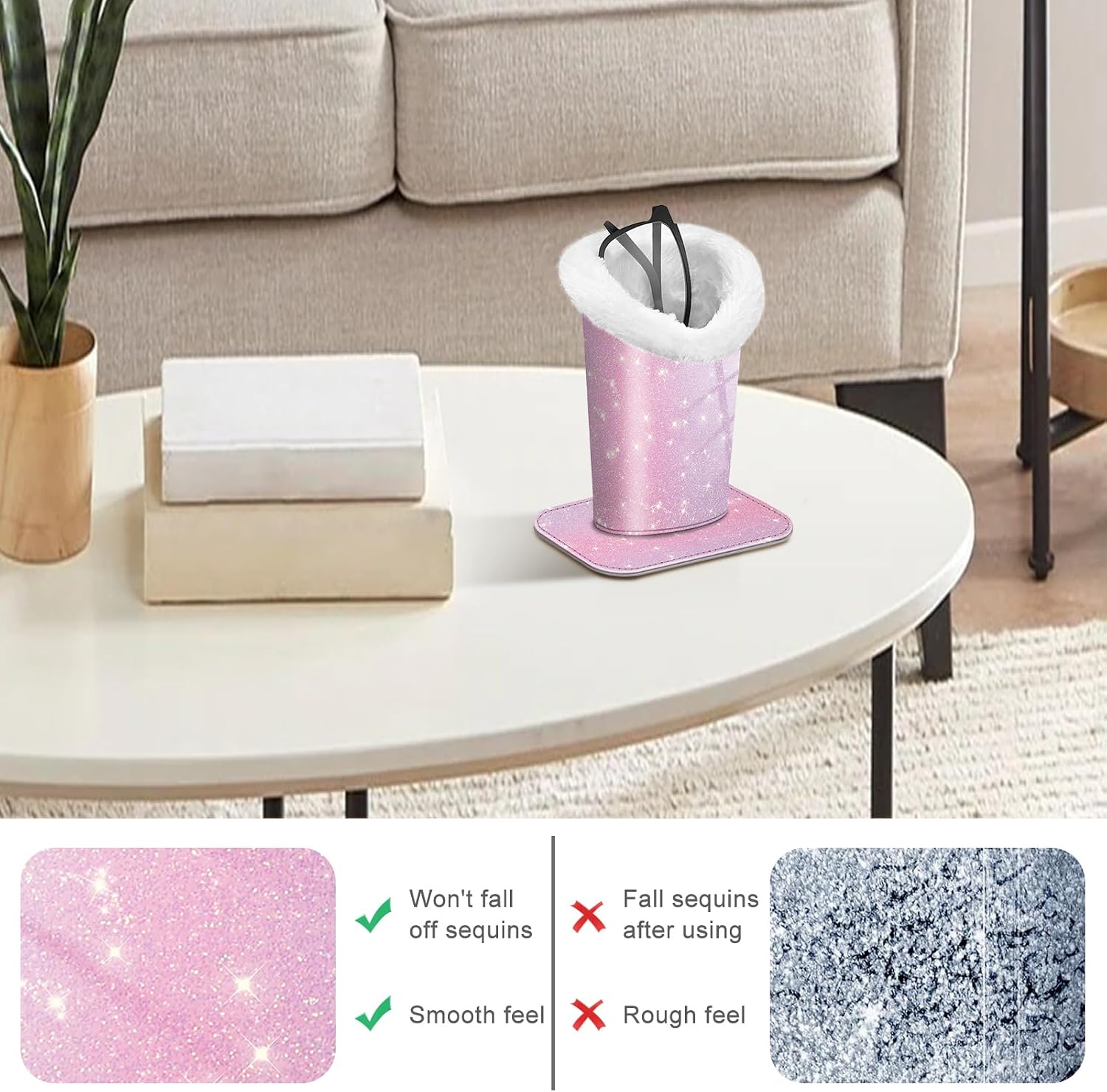 FINTIE Plush Lined Eyeglasses Holder, Glasses Stand Case For Nightstand image 4