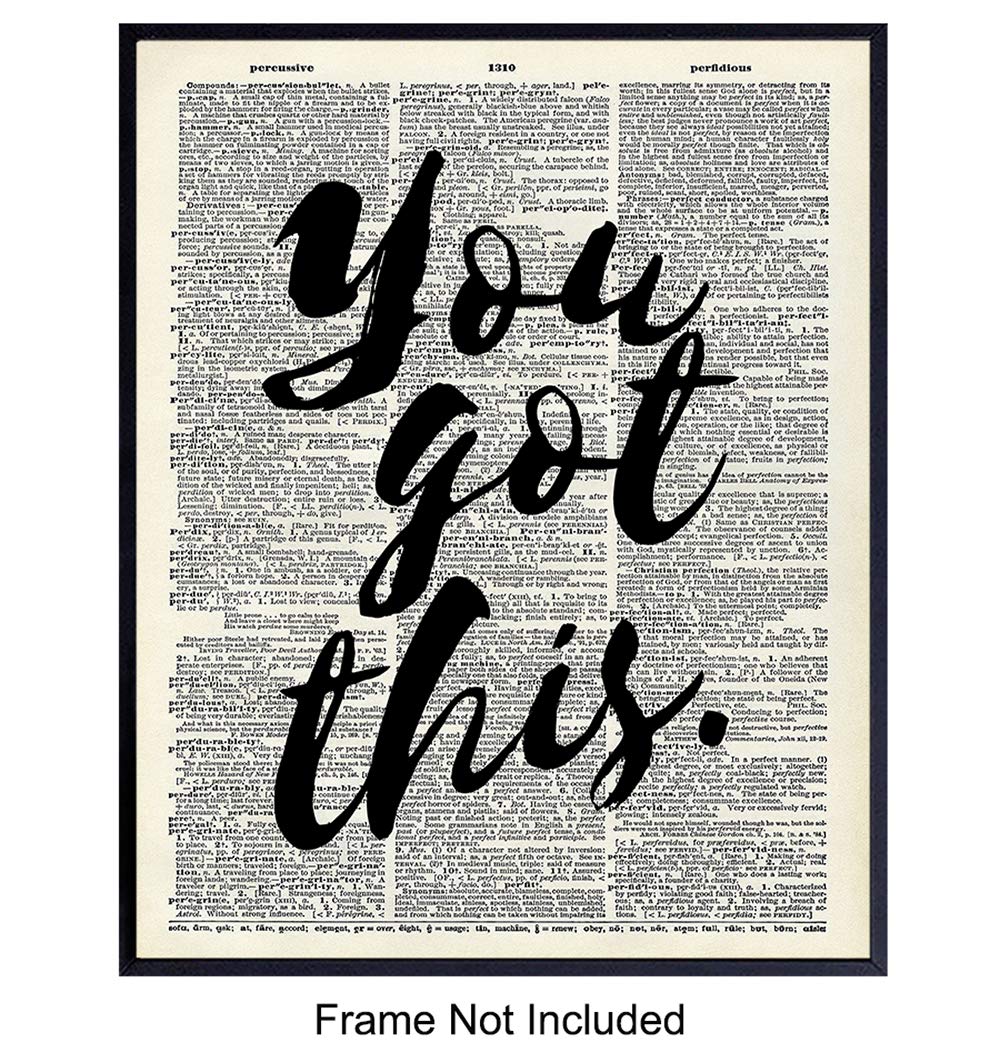 Motivational Dictionary Wall Decor Art Picture - Upcycled Poster Print for Home Office, Bedroom, Bathroom, Dorm - Inspirational Gift for Entrepreneurs, Students, Men, Women, Him, Her - 8x10 Photo