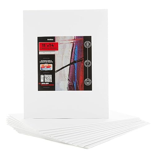 Miniatura 8 de Neliblu Lienzos blancos para pintar, paquete de 30, surtidos, tableros de lienzo de pintura de algodón para pintura al óleo y acrílica, lienzo de