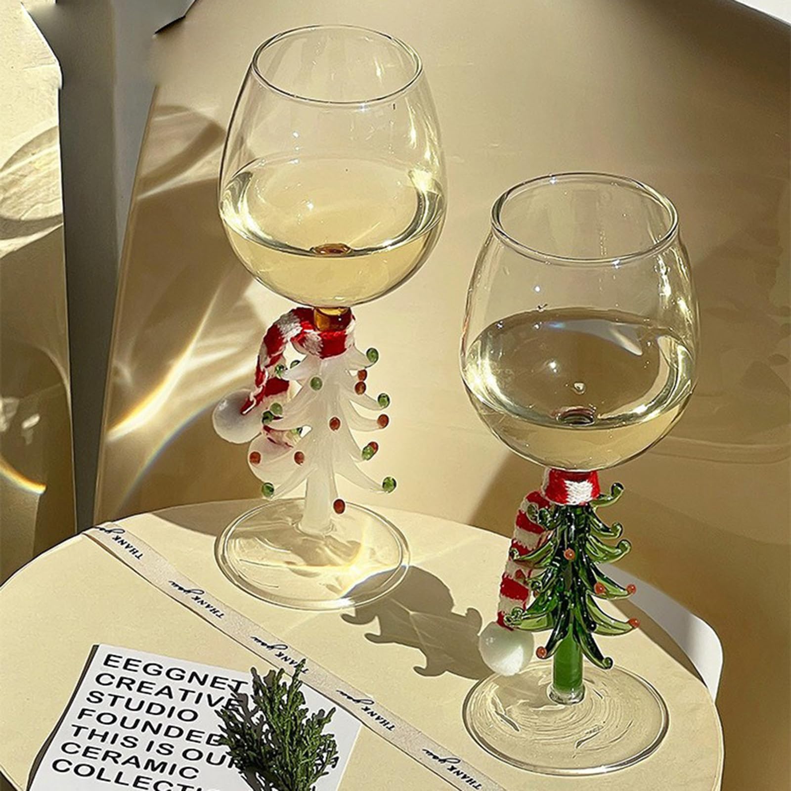 Weihnachtsbaum-Weinglas mit Stiel, Weingläser, eleganter Weinkelch, Weinglas, Weinglas, Vintage-Dekor, festliche Atmosphäre, Geschenke, 3D-Weihnachtsbaumglas