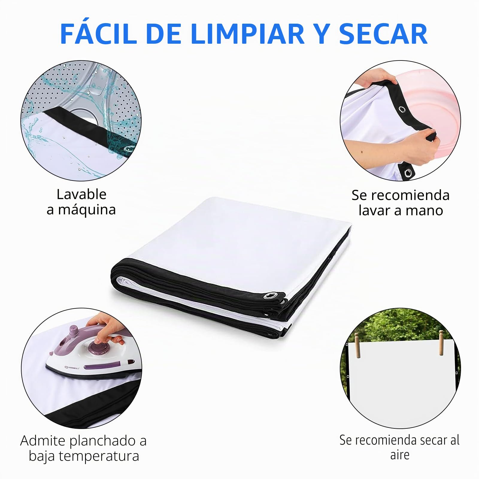 Pantalla de proyección de 150 pulgadas, pantalla de proyección, 16:9 HD, pantalla de proyección plegable antiarrugas, proyección de doble cara 332 x 187 cm, pantalla de proyección portátil para el