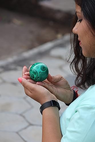 Miniatura 6 de Jet Malachite - Esfera de bola de 1.772-1.969 in, piedra preciosa tallada a mano, altar curativo, enfoque devocional, limpieza espiritual de