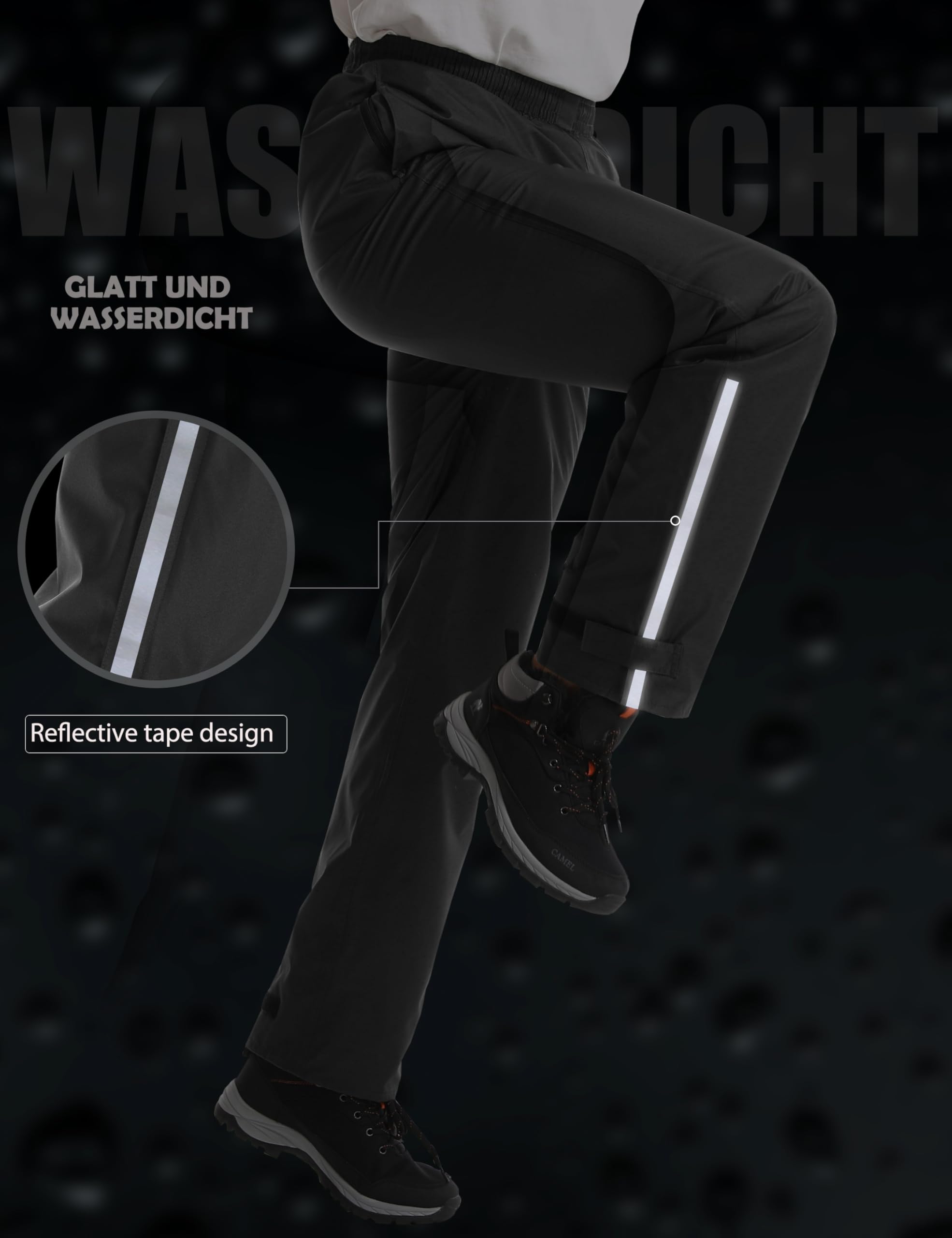 Coutyuyi Regenhose für Herren wasserdichte Leichte Winddichte Outdoorhose zum Wandern Camping Golf