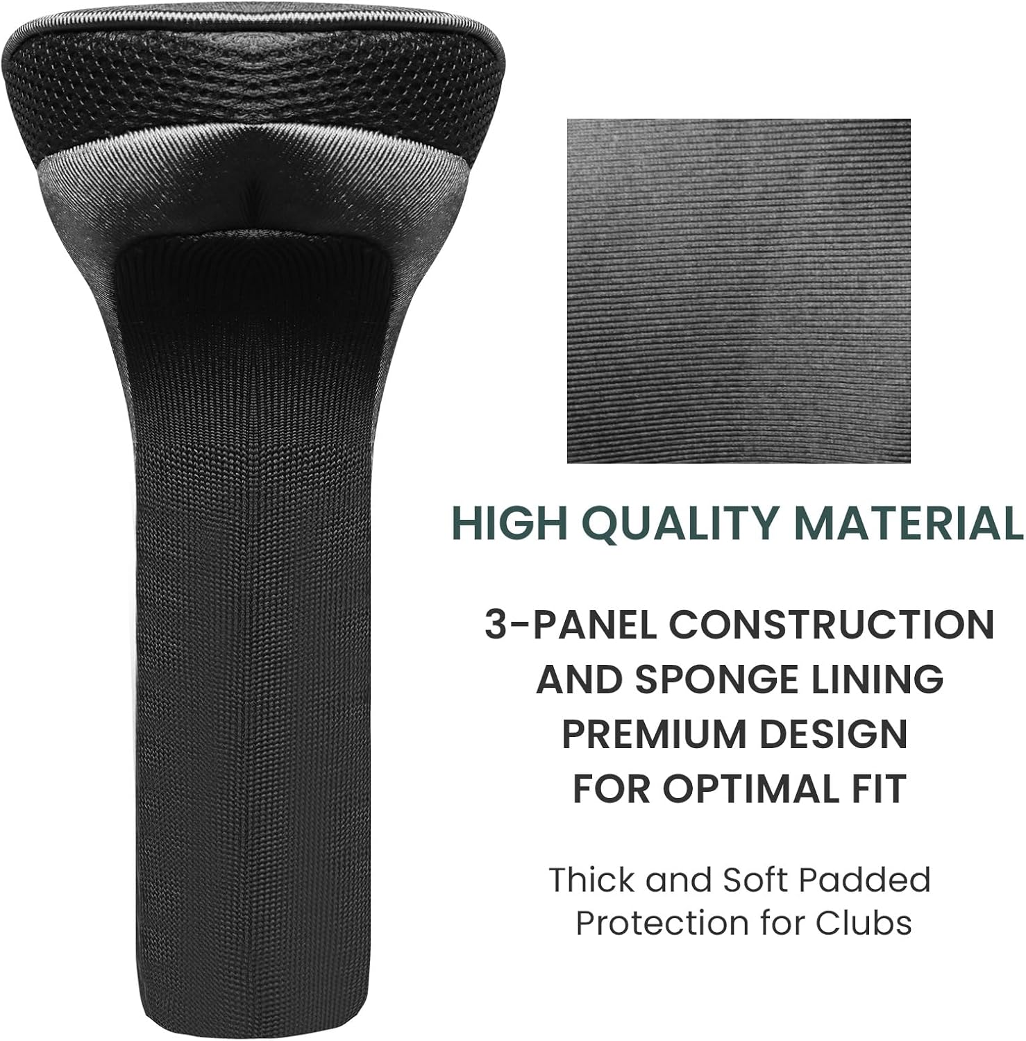 FINGER TEN Golf Club Head Covers for Woods Driver Fairway Hybrid Value 3/5 Pack, Long Headcover Interchangeable Accessories for Ultimate Club Protection
