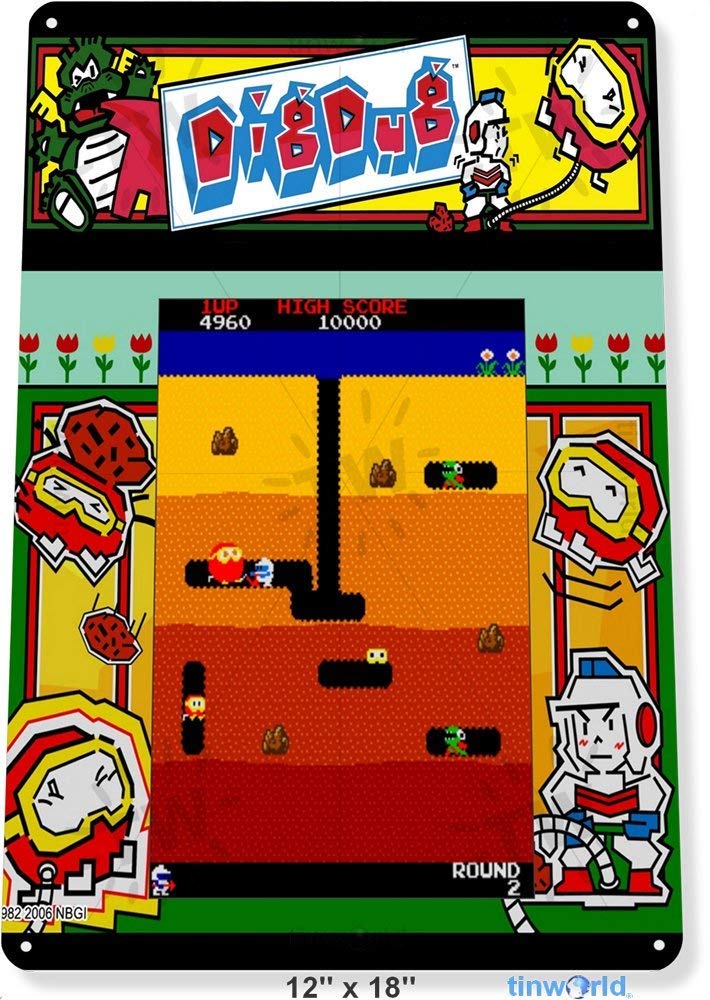 Yelacecca Tin Sign A29106 Retro Metal Tin Sign 8X12 Inches Tin Sign Dig-Dug Arcade Shop Game Room Art Marquee Console Metal Decor