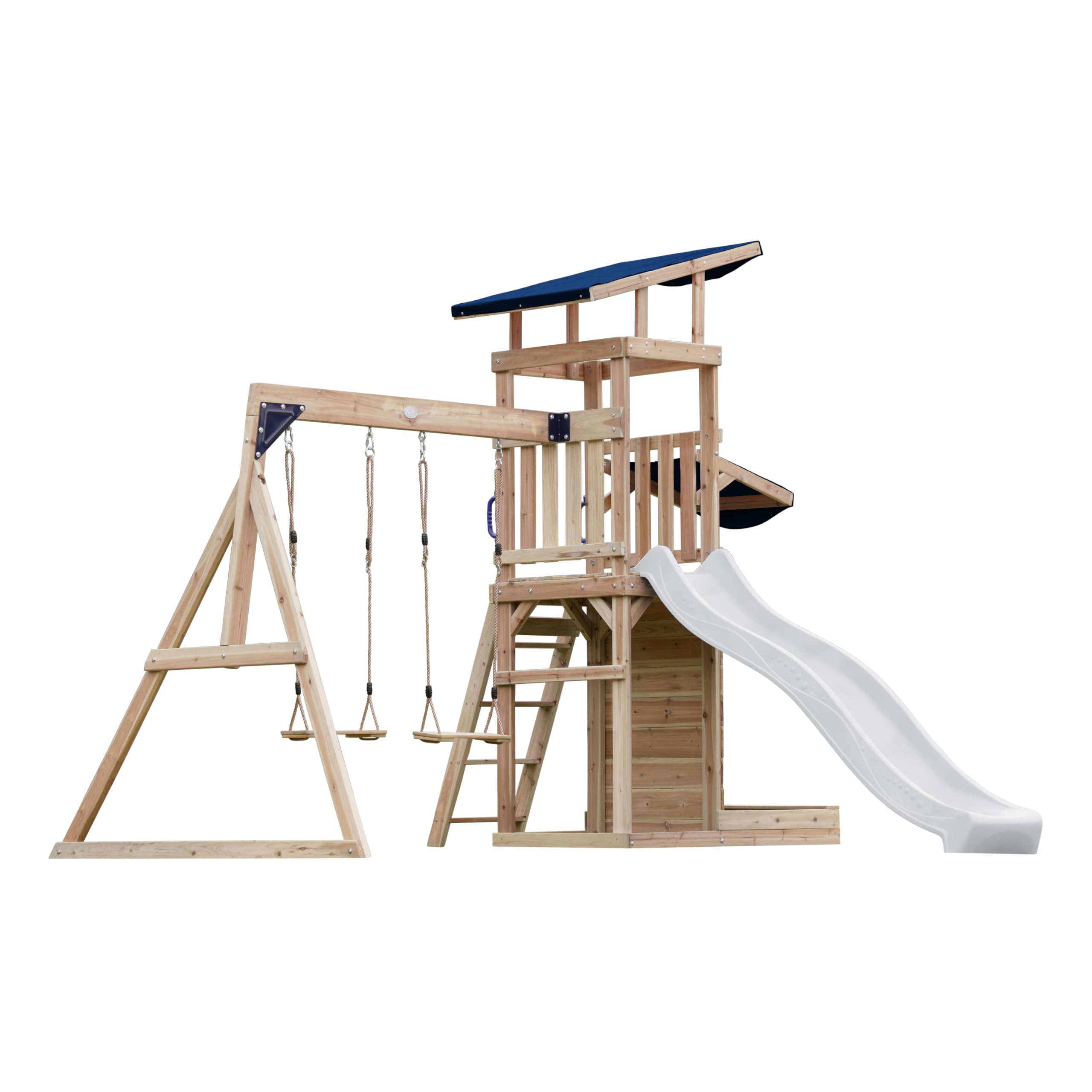 AXI Malik Parque Infantil de Madera con 2 Columpios, Tobogan Blanco/Parque Infantil de Exterior con arenero y Pared de Juego/Tobogan con Conexion de Agua |. The Forest Stewardship Council