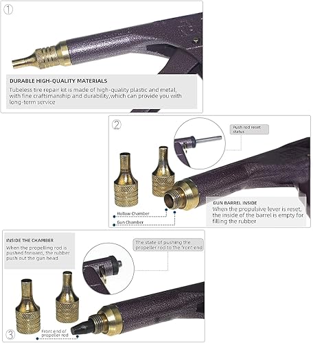 Miniatura 5 de Kit de reparación de neumáticos, tapón de neumáticos para motocicleta, kit de herramientas de reparación de neumáticos sin cámara con 32 tapones de