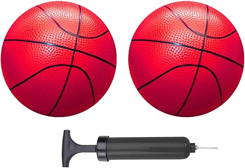 Miniatura 3 de ABAJI Mini pelotas de baloncesto amarillas, paquete de 2 unidades de 5 pulgadas con aguja de inflado, material duradero para mini aro de 3 años