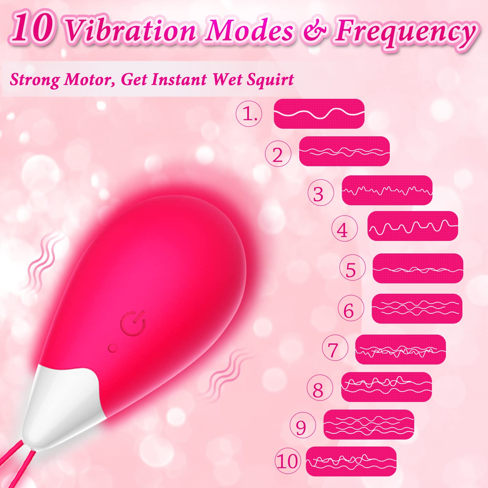 Boule de Geisha, Masseur Feminin Exerciseur Renforcer Portable Silicone Sans Fil 10 Modes, Souple et Étanche avec Télécommande pour Femme Renforcer les Muscle Plancher Pelvien (Rosa)