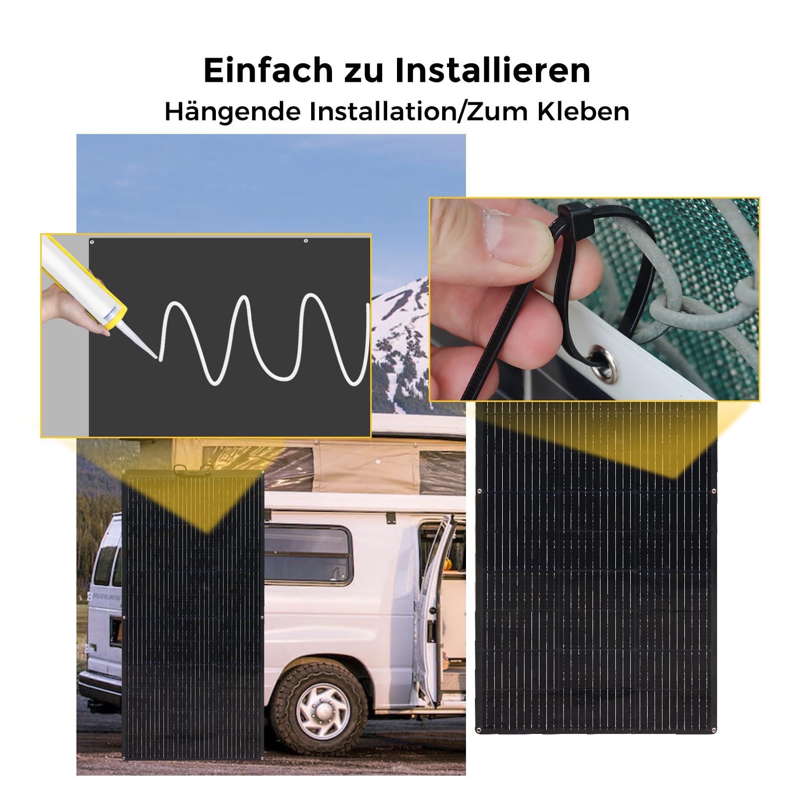 120W 12V Solarpanel Flexibel, Monokristallines Flexible Solarmodule Solarpanel Schmal Lang, für Wohnmobil Auto Boot Wohnwagen Balkon 12V Batterien, Pv Module Flexibel Schwarz