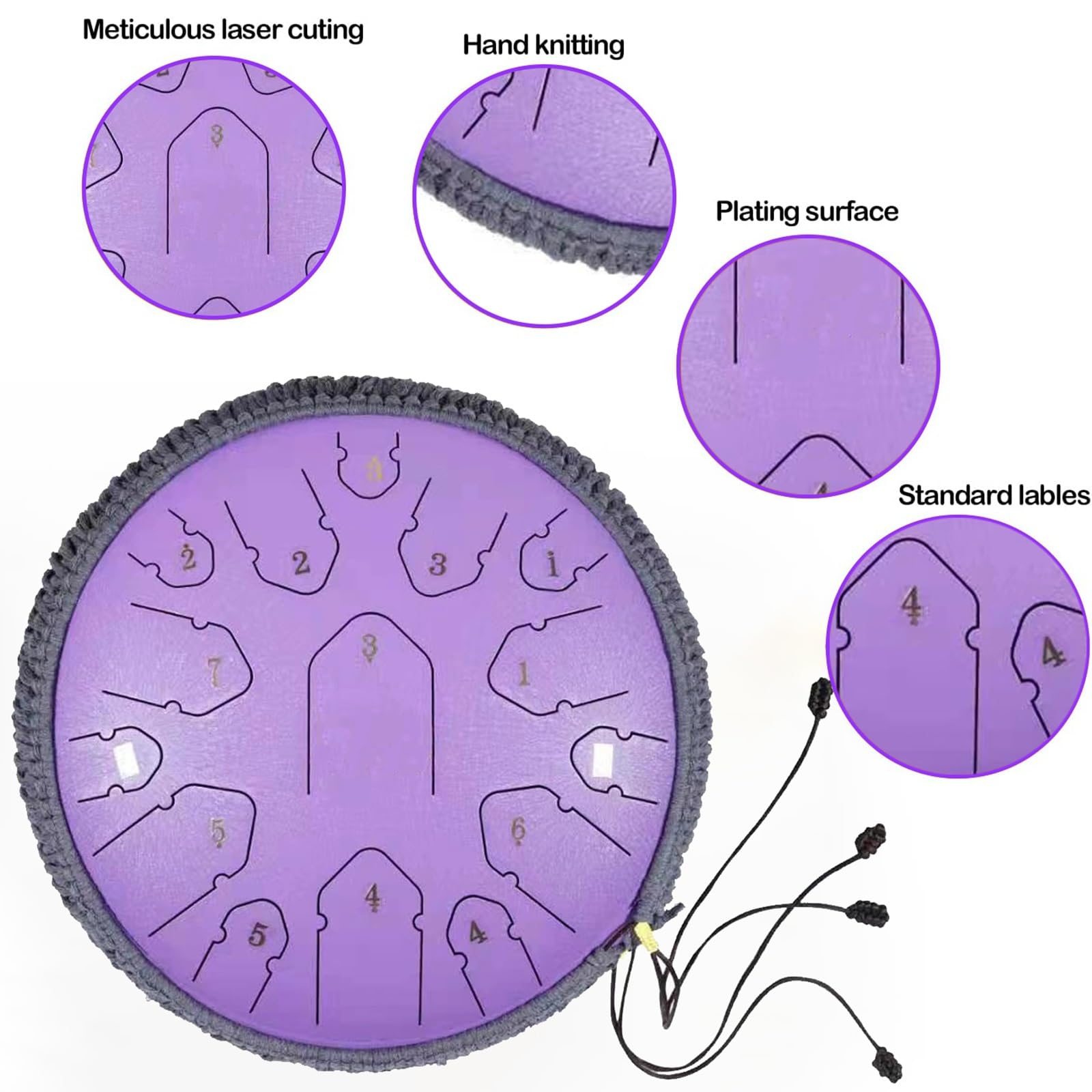 14 Calowy 15 Tonowy Stalowy BęBen JęZykowy Dla DorosłYch Dzieci Instrument Perkusyjny Rain Drum Handpan(Navy Blue)