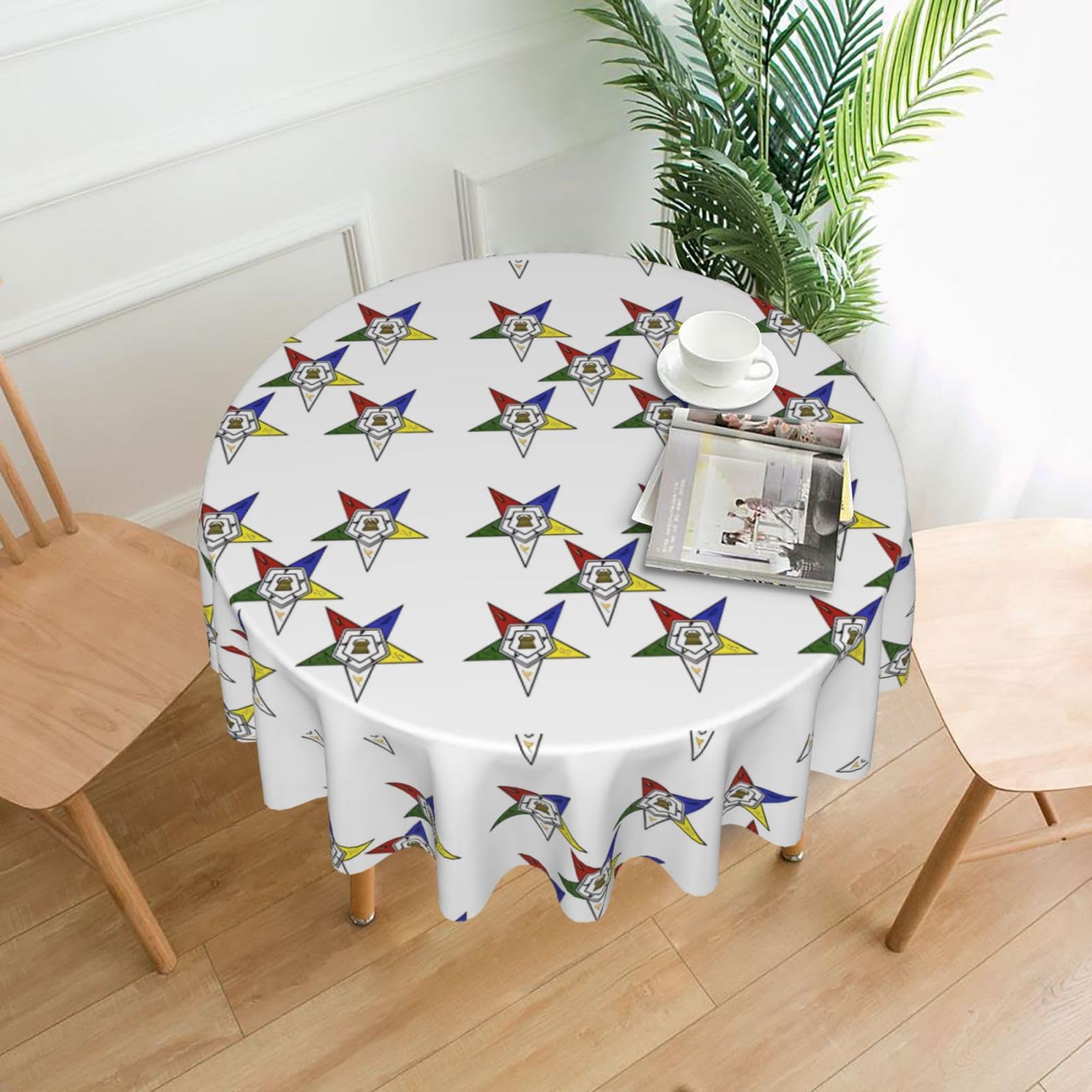YYHWHJDE Stars Eastern Stars Prints Round Decorative Tablecloth 60in - High-Grade Polyester Throw for Elegant Dining & Festive Gatherings