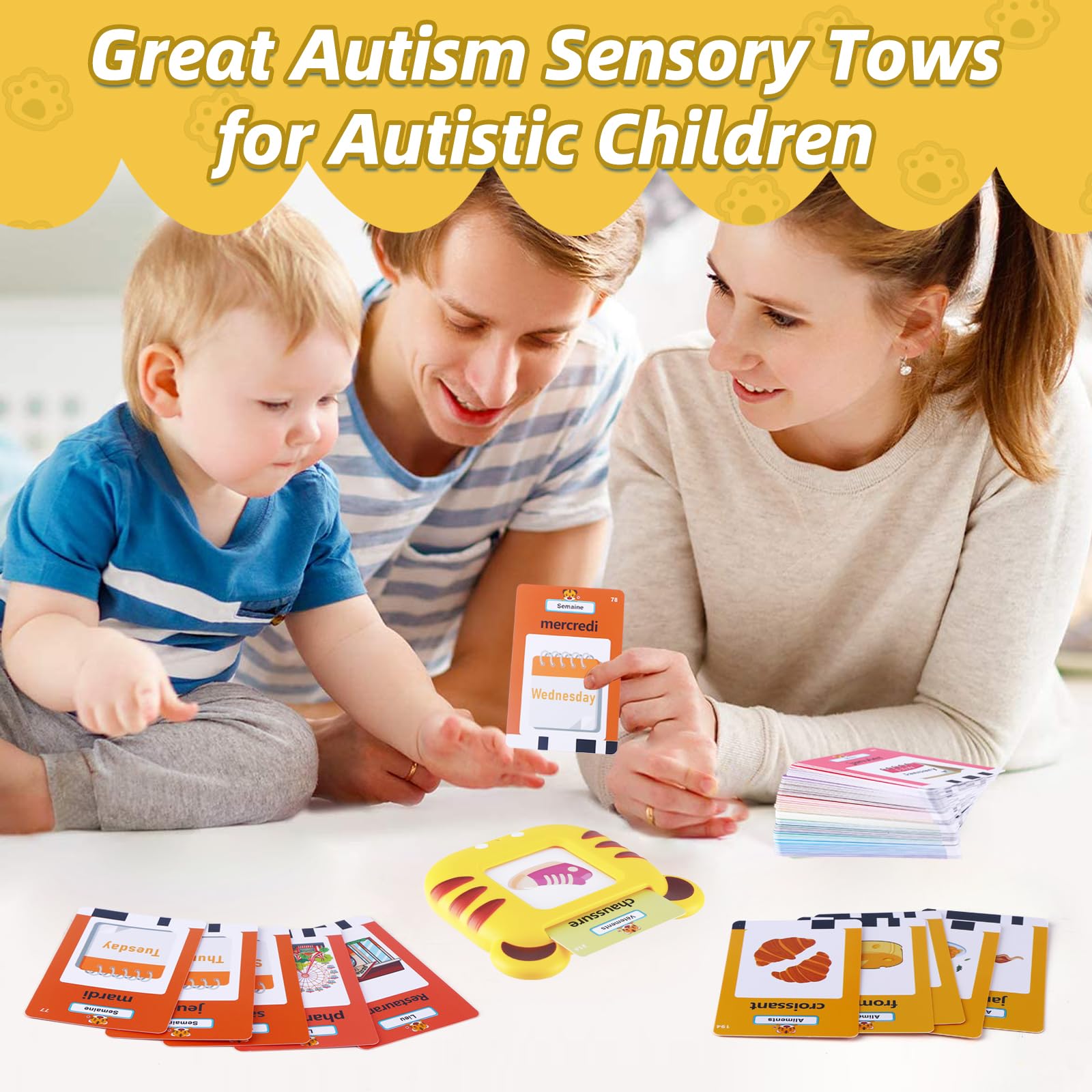 AGSTMG Carte Flash Parlante Francais Carte Parlante Montessori Francais Jouet Educatif Apprendre Alphabet Chiffres Couleurs Cartes éducatives Jeux Pour Enfants Apprendre Mots Jouet Enfant 2 3 4 5 Ans