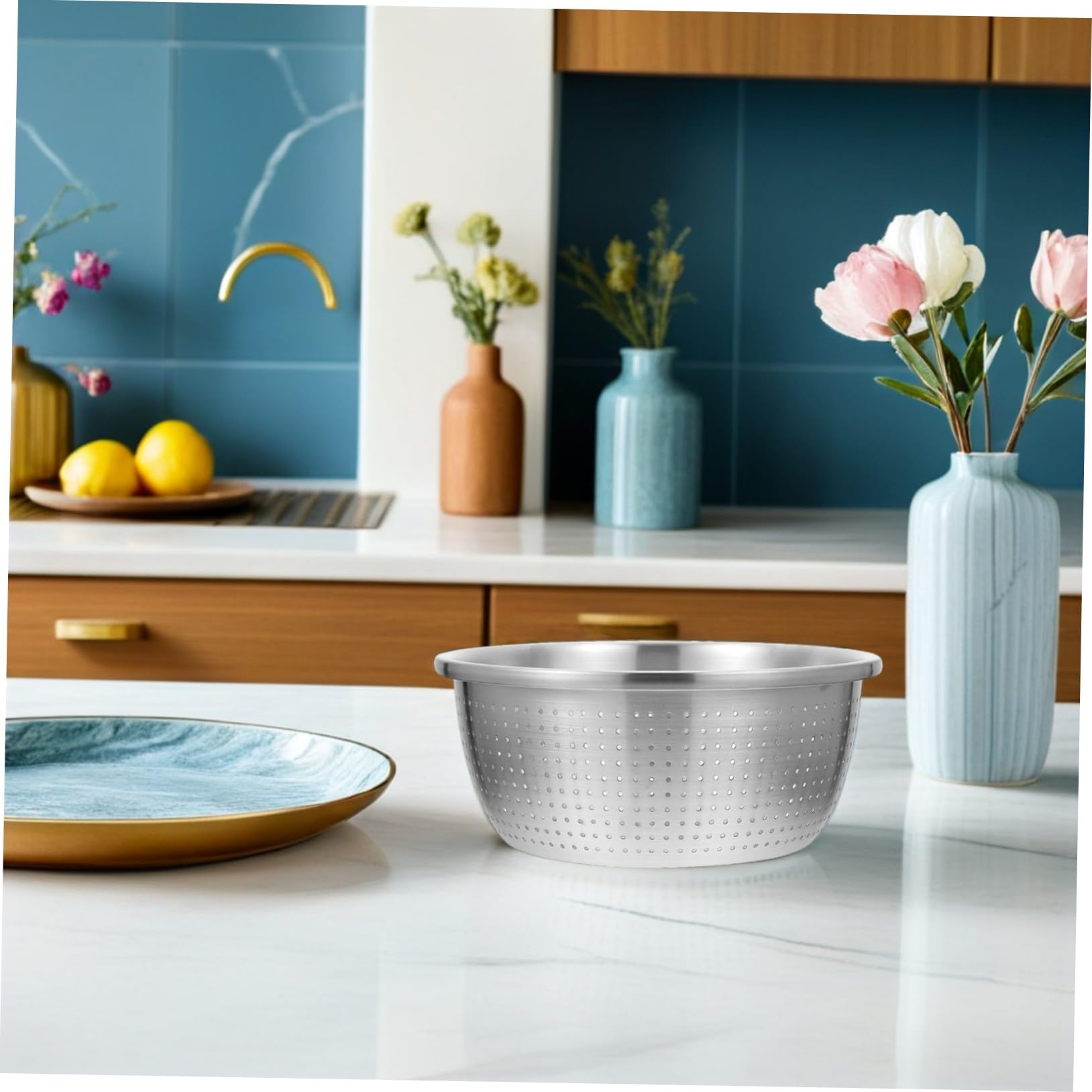 Colador Perforado de Acero Inoxidable de 26cm para Cocina