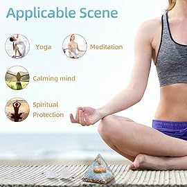 Hopeseed Orgone Pyramid for Positive Energy, Orgonite Natural Blue Quartz&White Crystal Healing Crystals Pyramid for Reduce Stress Chakra Reiki Healing Meditation Cleanses The Mind Boosts Confidence