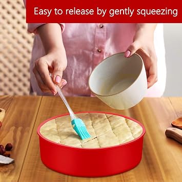 YXHZVON 10 Inch Round Silicone Cake Moulds, 2PCS Silicone Cake Tins for Baking, Quick Release Baking Moulds for Cakes Puddings Bread Pastry