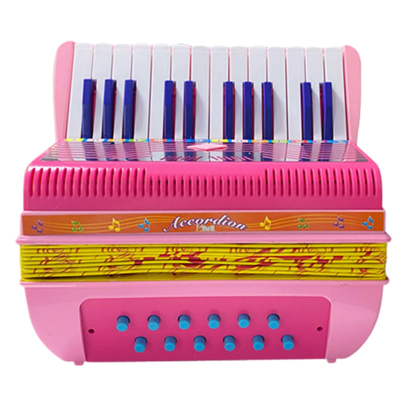 SEAFRONT Akkordeon, 24 Tasten, 12 Bässe, ABS, Tragbare Knopfkonzertina mit Schnalle für die Musikausbildung, Bühnenaufführungspraxis (Grün/Pink) (PINK)