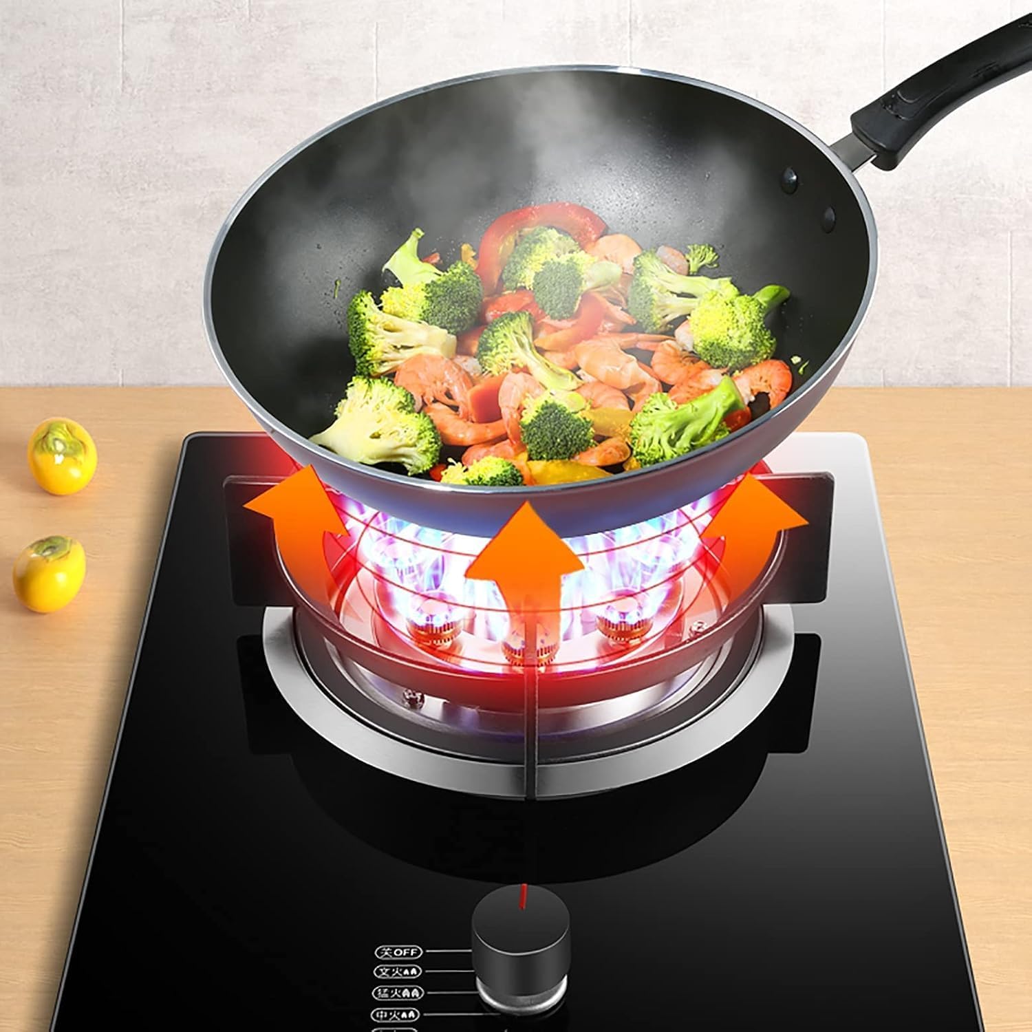 Mini Gas Stove Gas hob Built-in Gas Cooktop 5.2KW Glass Cooker Hob Black Glass Cooker with Child Knob & Flameout Protection [Energy Class A]