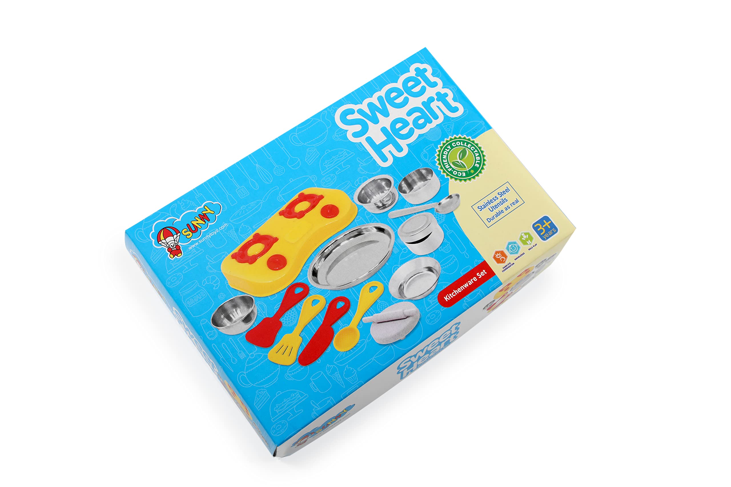 Sweet Heart Kitchenware Set Cute Mini Toy Kitchen Stainless Steel Utensils Non Toxic Indian Kitchen Set for Girls Age 3 Years Plus no Sharp Edges