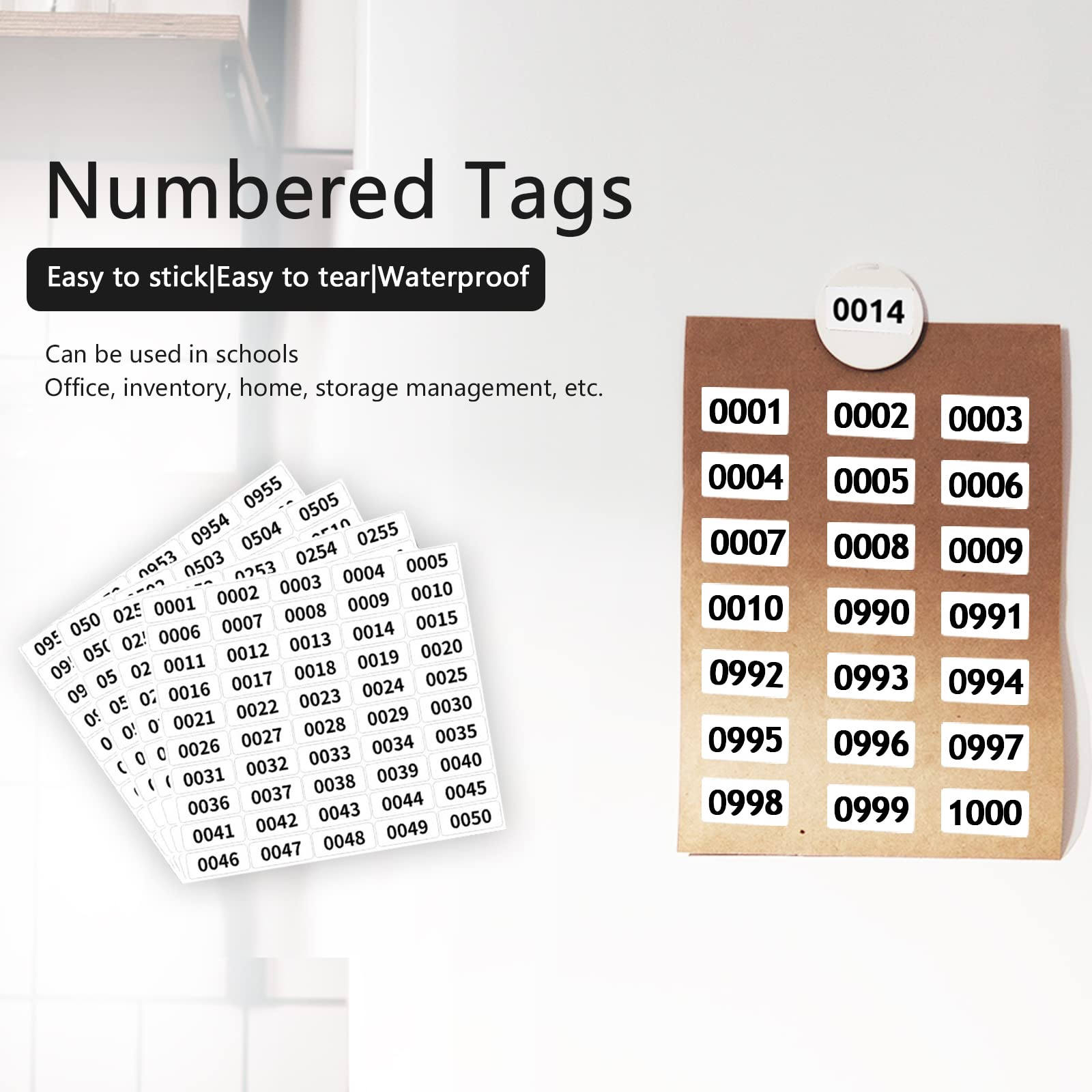 Adesivi Numerati 1-100 - 10 Fogli Vinile Impermeabile, 2.5cm, Nero - Foto 6