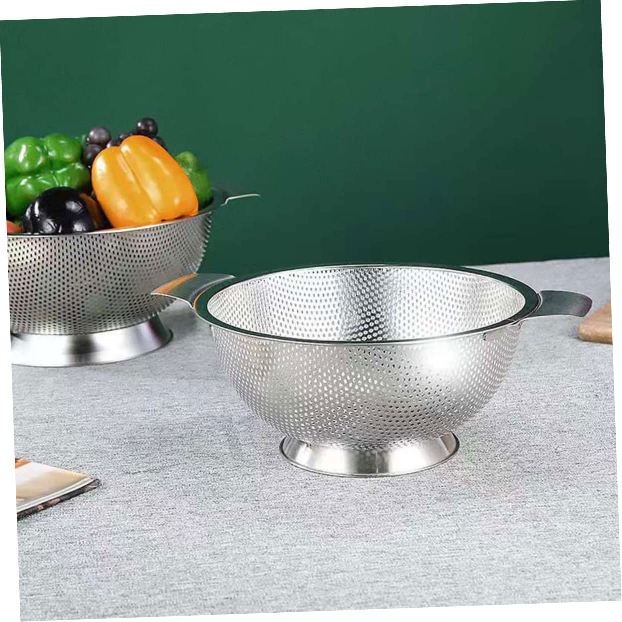 Escurridor de Cocina Redondo de Acero Inoxidable, Cesta