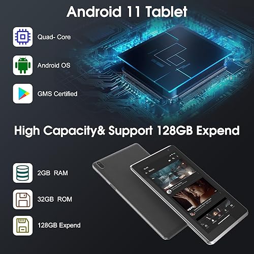 Miniatura 3 de RUIQIAI Tablet de 7 pulgadas, Tablet Android con, 2GB+32GB+1TB (Expandible), Quad-Core, BT, Wi-Fi, Educativa, Música, Cámara Dual