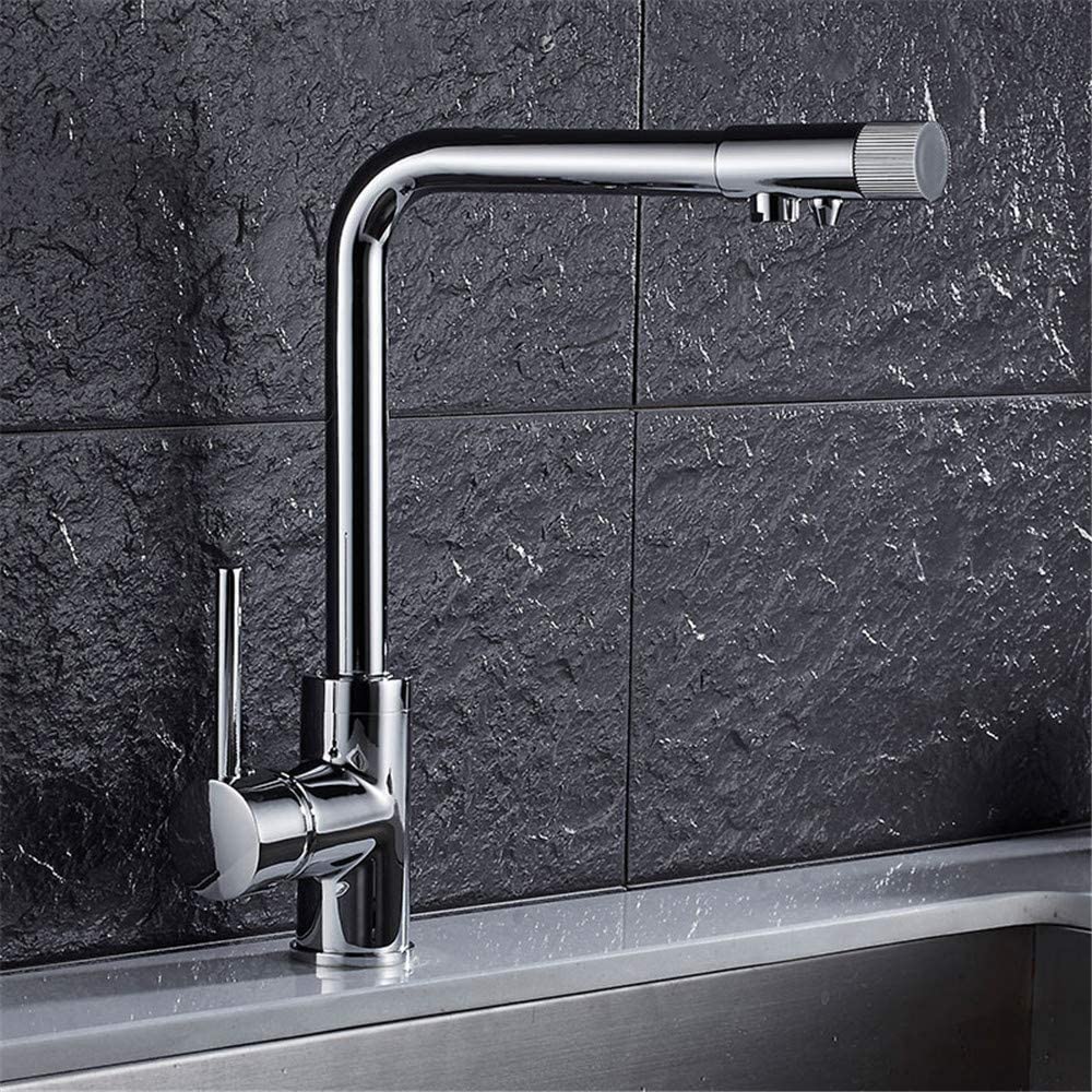 Mitigeur 3 voies pour filtre eau pure robinet de cuisine chaud et froid rotatif à 360°