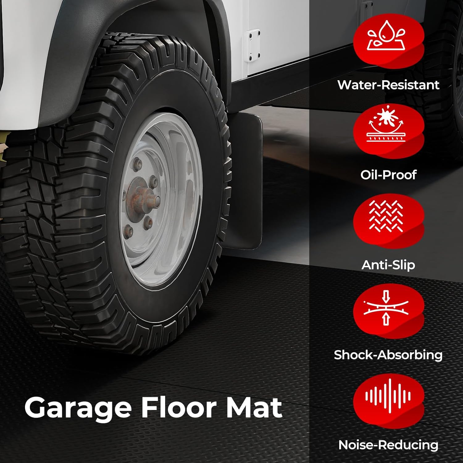 Goplus 7.7 x 15.5 FT Garage Tool Mat, 7mm Thickened Waterproof Snowproof Mat w/Textures, Oil Mat, Non-Slipping Garage Carpet for Ice Shop Basement (4 PCS 7.7 x 3.8 FT)