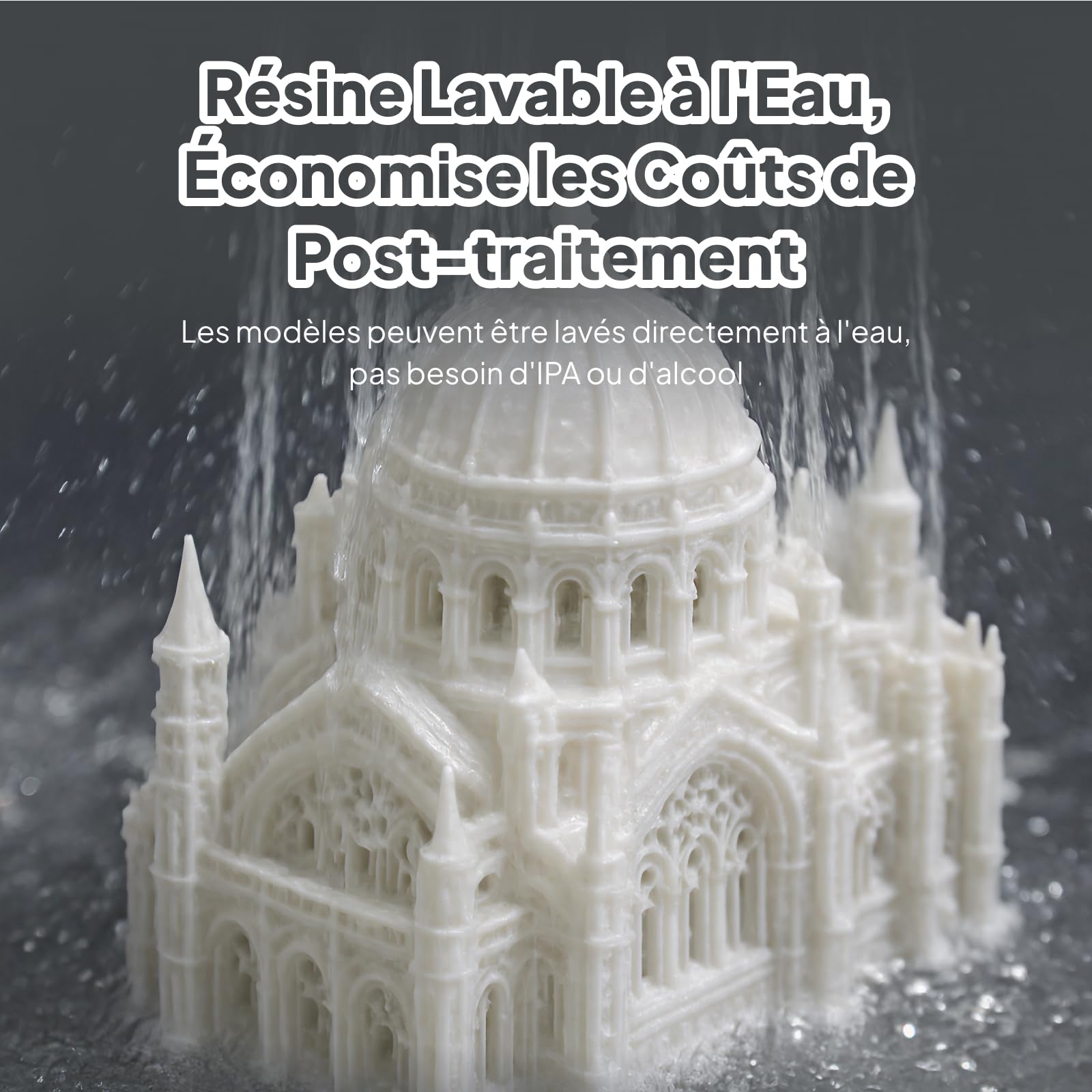 ELEGOO Résine Lavable à l'Eau pour Imprimante 3D 1000g Gris, Résine Photopolymère à Nettoyage Facile, 405nm Durcissement UV Rapid Water Washable Resin pour LCD Impression 3D Printer