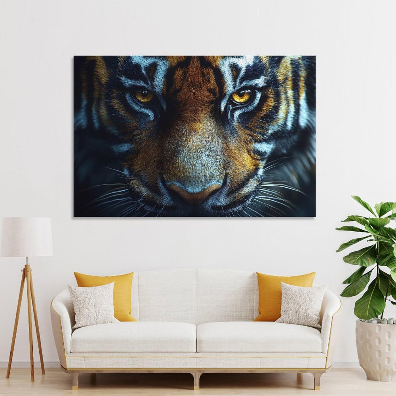 Tiger Face Close-Up Hanging Wall Art, 12x18inch(30x45cm), for Entryway, Lounge Links Or Small Walls, Home Artwork for First Impressions