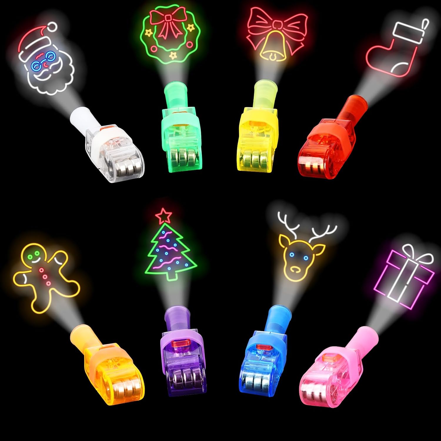 TUWUNA Chriatmas Themed LED Light Up Finger Lights | Chriatmas Party Favors,Glow in the Dark Toys,Goodie Bag Stocking Stuffers,Kids Party Decorations,Supplies
