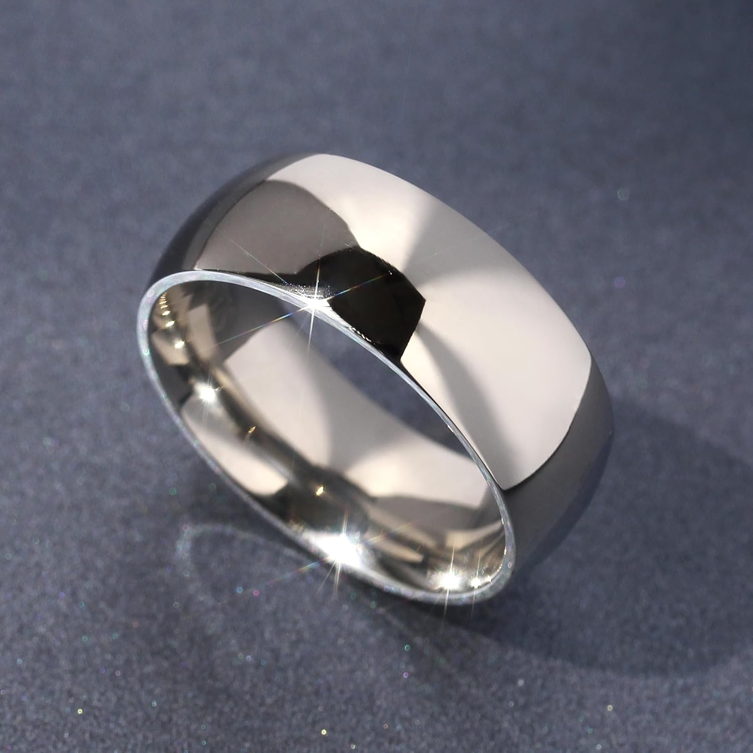 DoubleAccent 8MM Comfort Fit Stainless Steel Wedding Band Classic Domed Ring (Size 5 to 15)