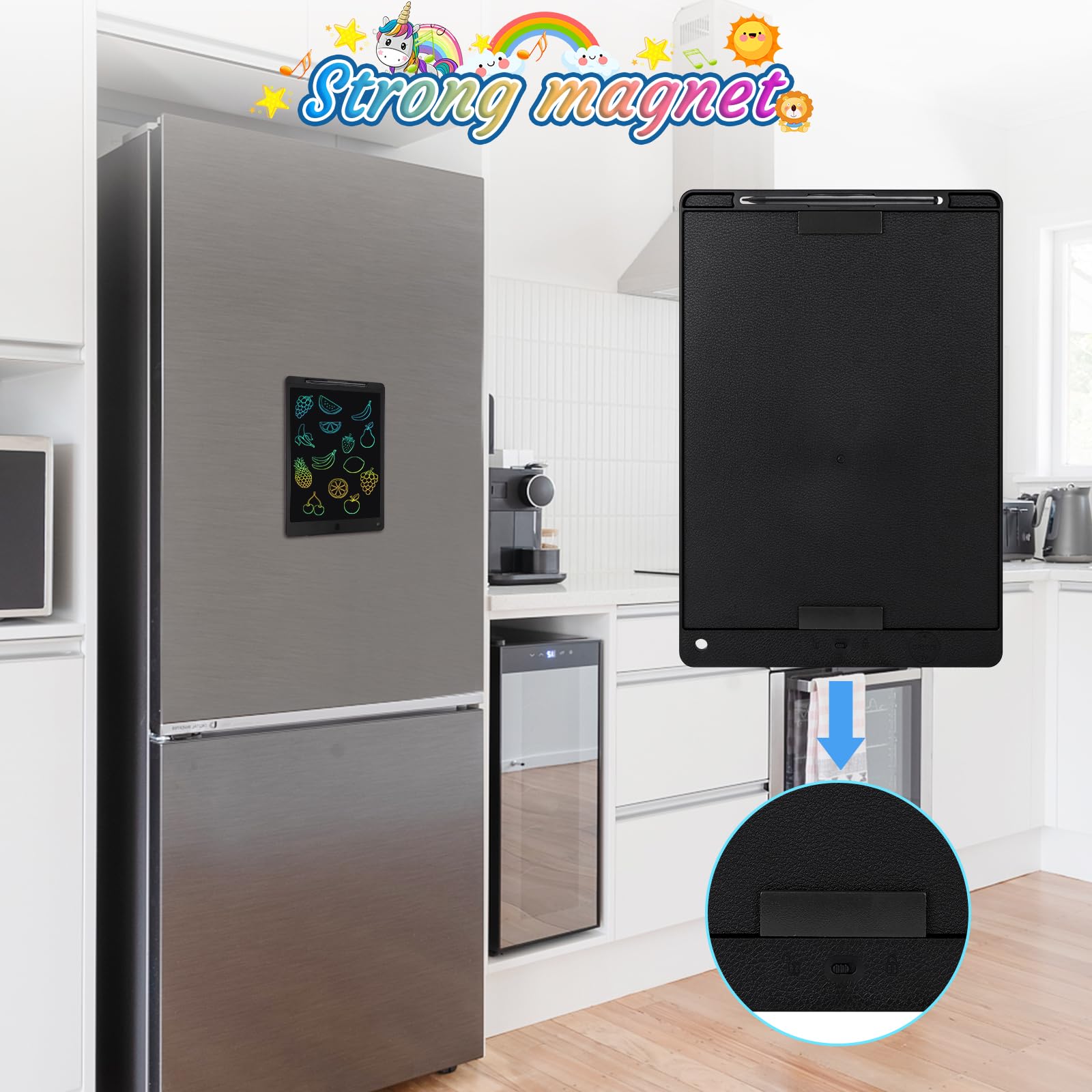 Tableta Escritura LCD Color 8.5 Pulgadas, Tablet Escritura Niños, Pizarra Digital con Botón De Eliminación de Pantalla e Interruptor de Bloqueo para Juegos para 2 3 4 5 6 7 Años, Negro