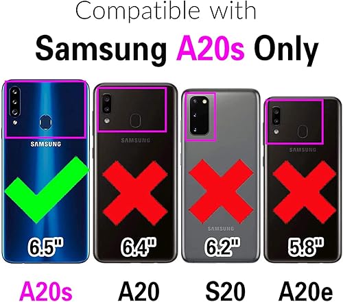 Miniatura 2 de Asuwish Funda compatible con Samsung Galaxy A20s, protector de pantalla de vidrio templado, soporte para tarjetas, accesorios celulares, fundas para